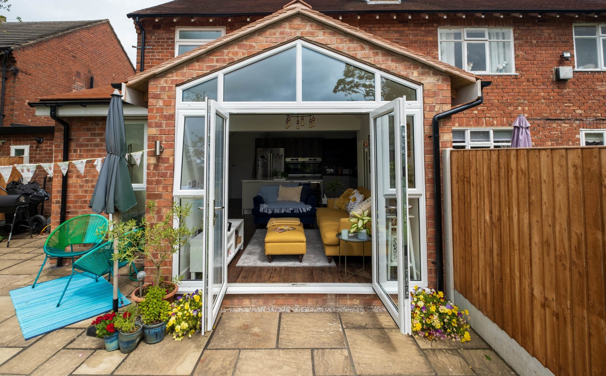 kitchen extension with large open french doors