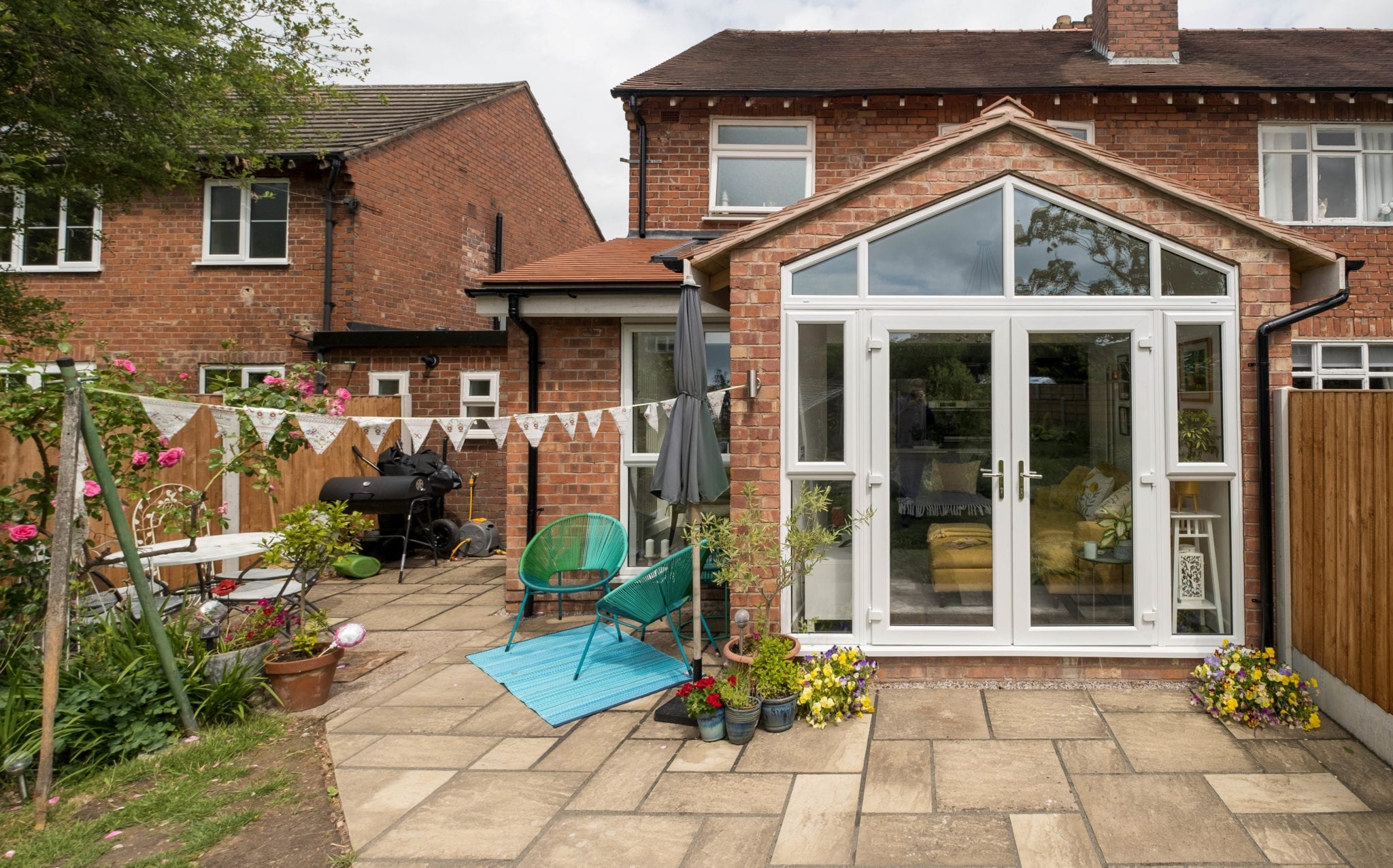 kitchen extension with large open french doors