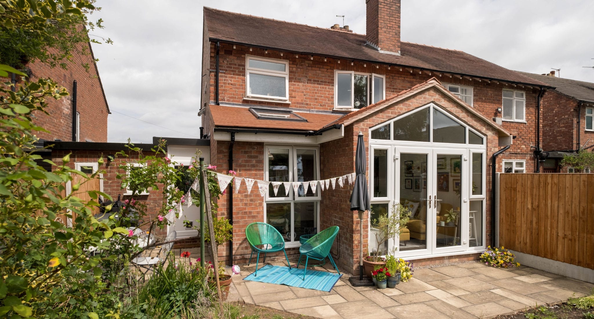 kitchen extension with large open french doors