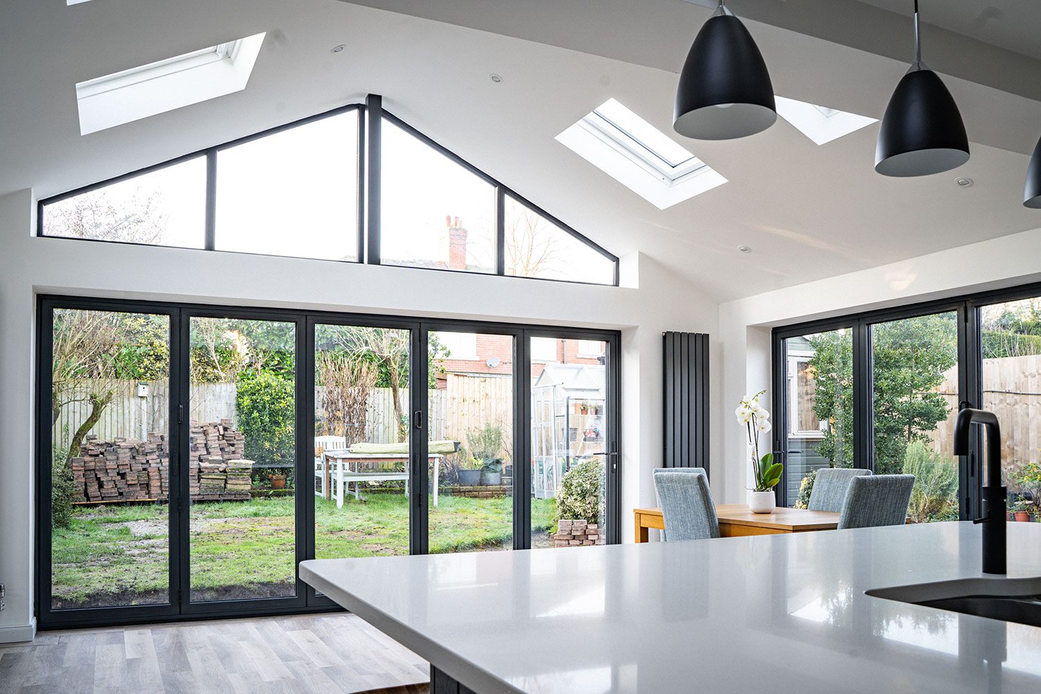 open plan kitchen extension interiors with bi folds